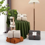 Chunky Cable Knit Throw Blanket Lightweight Grey 100% Organic Cotton .... Fixed Price $60.04.