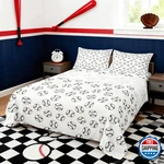 Manfei Kids Baseball Sheet Set King Size Sports Bedding 4PC Black White Girl. Fixed Price $83.86.