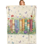 Vintage Book Wildflower Throw Blanket, 50X60IN, Soft Lightweight Flannel, Cot.... Fixed Price $43.27.