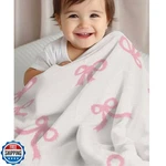 Luxape Blanket Pink Bows Soft Throw Reversible Premium Cozy Fabri. Fixed Price $42.99.