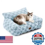 MADE4PETS Beds For Indoor Cats, Couch Bed, Soft Faux Fur Checkered. Fixed Price $40.10.