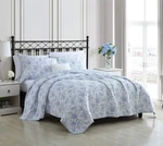Queen Quilt Set Reversible Floral Toile Cotton Lightweight Laura Ashley Led. Fixed Price $124.99.