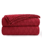Wine Red Cotton Knit Throw Blanket For Couch Sofa Bed - Home Decorative Soft .... Fixed Price $61.57.
